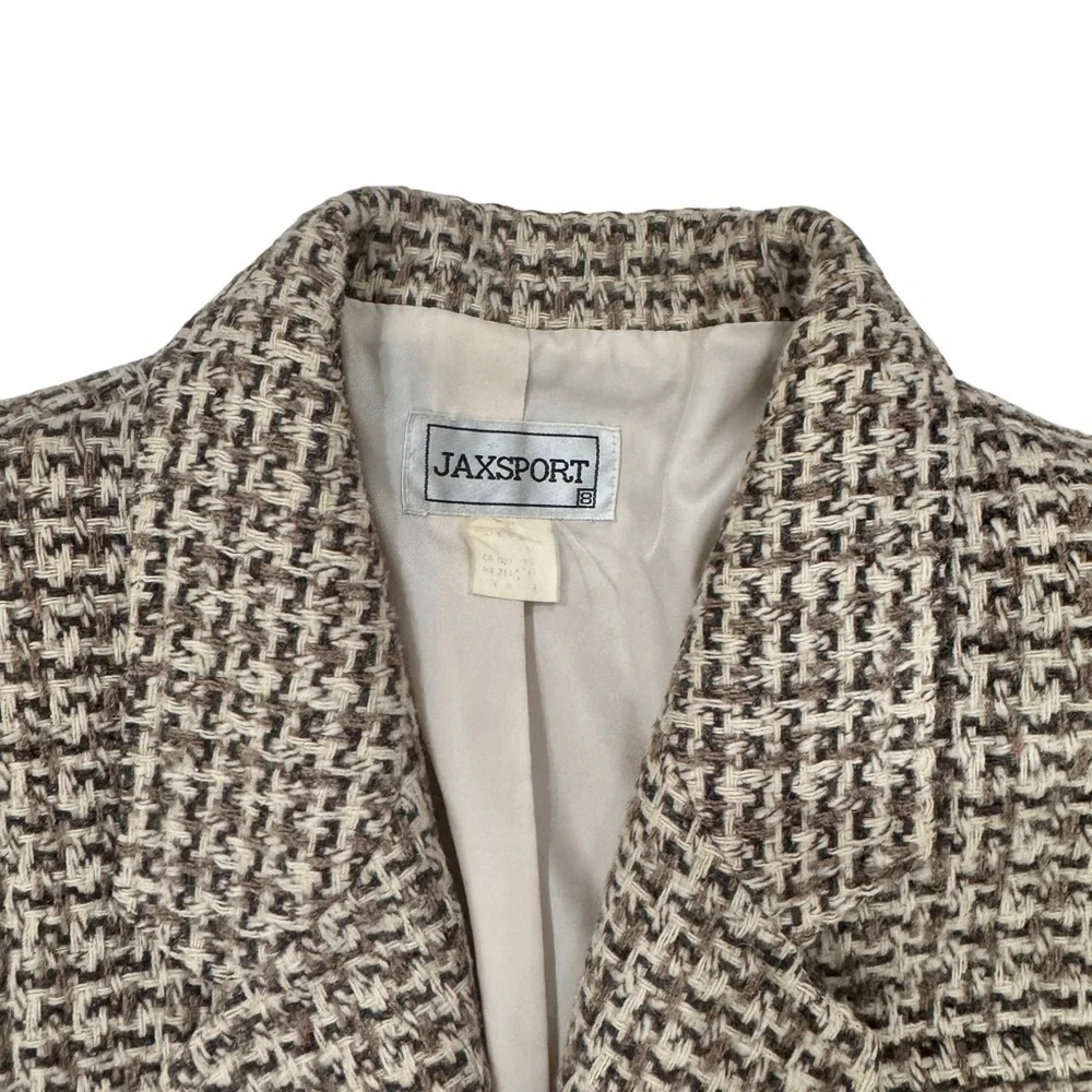 JAXSPORT TWEED BLAZER JACKET NEUTRAL PLAID WOMEN'S - Picture 4 of 6
